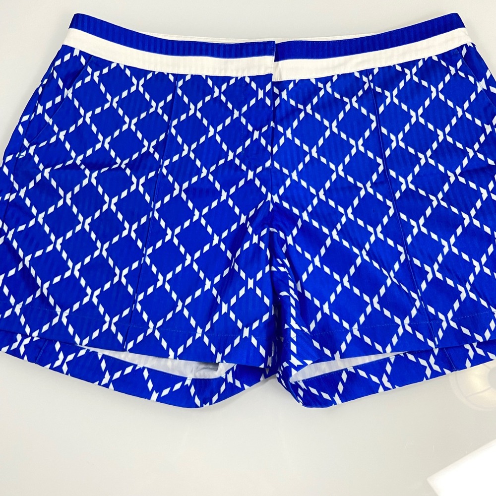 Slazenger Women 10 Blue Golf Shorts Excellent Diamond Print Stretch Activewear‎